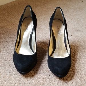 Nine West Regola Black Suede Platform Heels sz 6